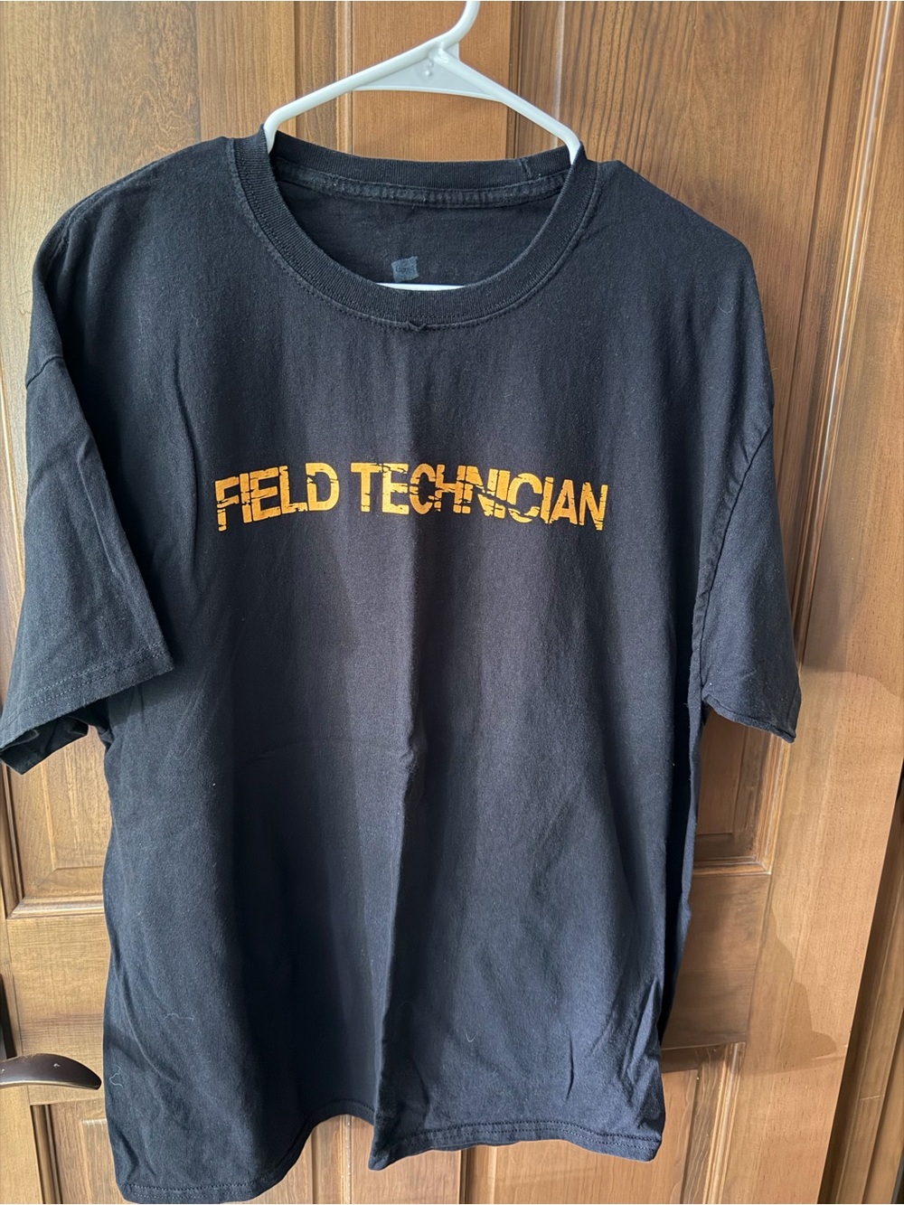Hanes Black T‑Shirt with Subtle Light Blue Tag Print - Picture 2 of 4